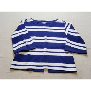 Tommy Bahama Womens XS Blue White Striped Boat Neck Split Back Knit Top 20